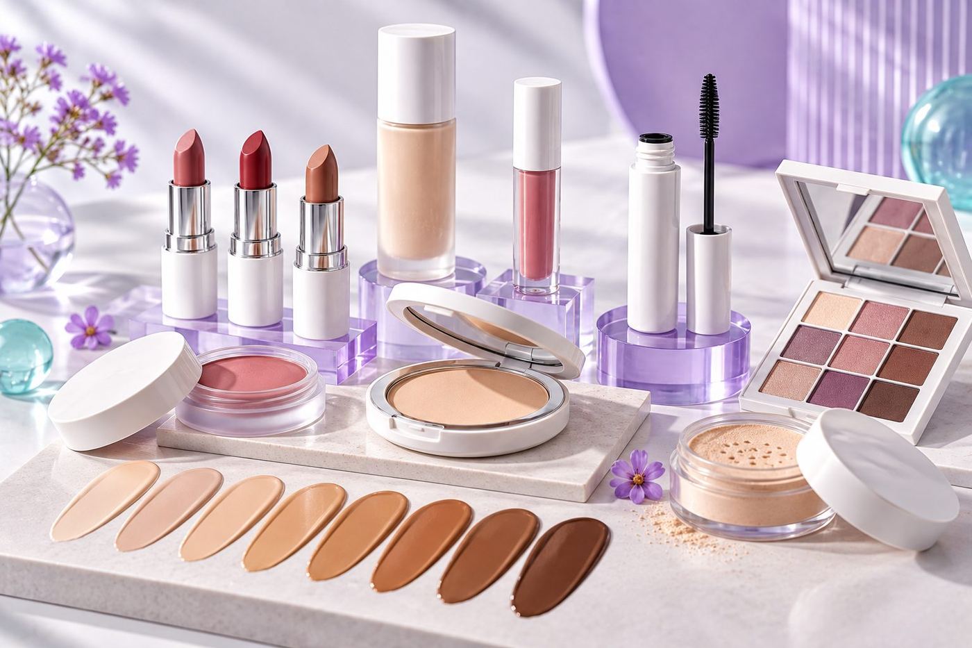 CSL colour cosmetics development: lipsticks, foundation shades, powder and eyeshadow palette
